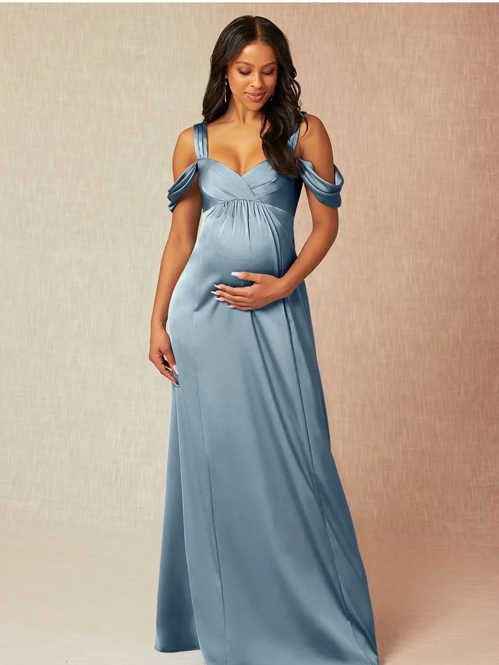 Azazie Dusty Blue Maternity Gown